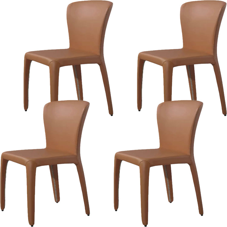 Contemporary Style Dining Chair Faux Leather Low Back Dining Side Chair