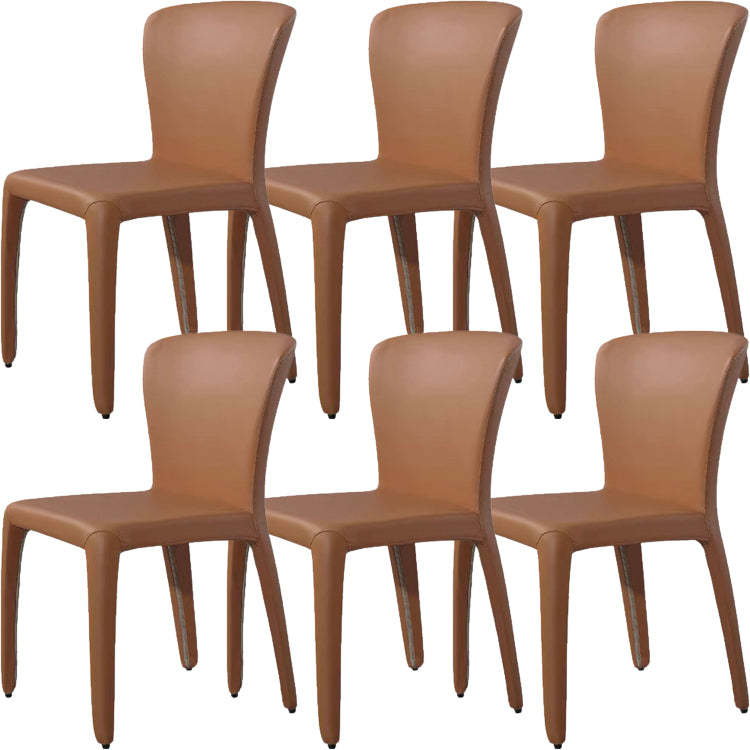 Contemporary Style Dining Chair Faux Leather Low Back Dining Side Chair