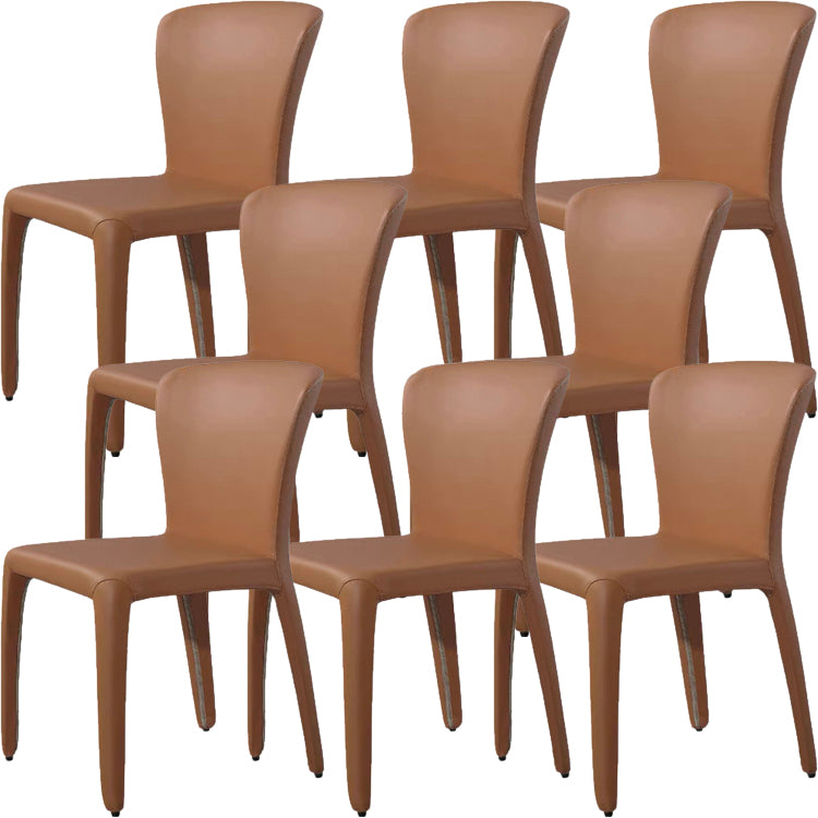Contemporary Style Dining Chair Faux Leather Low Back Dining Side Chair