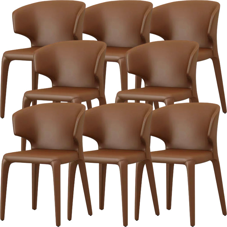 Contemporary Style Dining Chair Faux Leather Low Back Dining Side Chair
