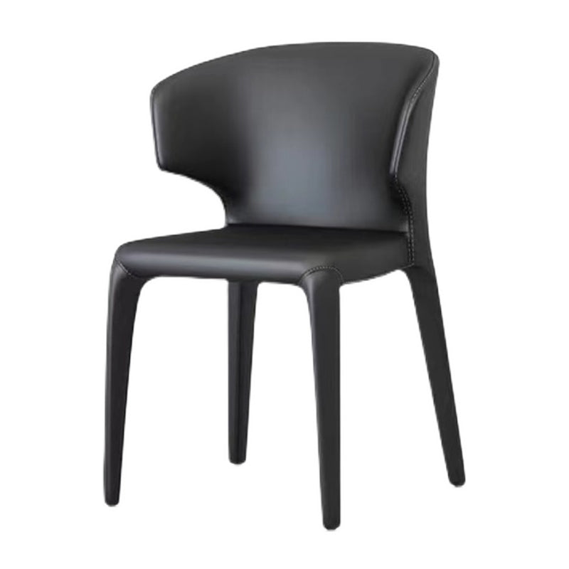Contemporary Style Dining Chair Faux Leather Low Back Dining Side Chair