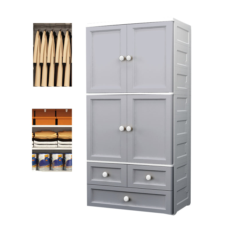 Plastic Matte Finish Storage Cabinet for Bedroom Contemporary Cabinet with Hinged Door