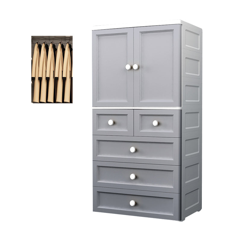 Plastic Matte Finish Storage Cabinet for Bedroom Contemporary Cabinet with Hinged Door