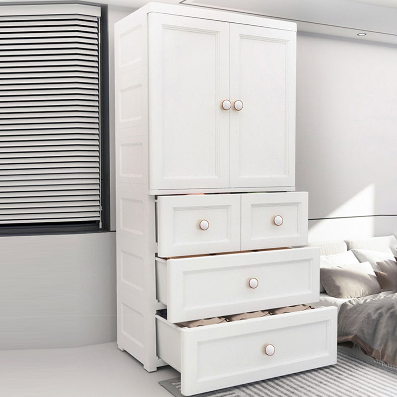 Plastic Matte Finish Storage Cabinet for Bedroom Contemporary Cabinet with Hinged Door