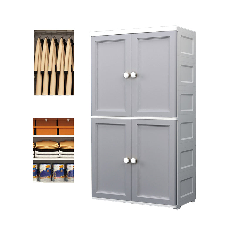 Plastic Matte Finish Storage Cabinet for Bedroom Contemporary Cabinet with Hinged Door