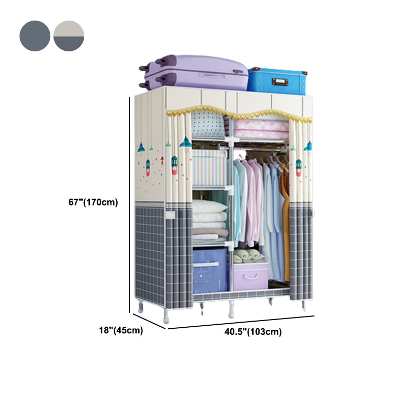 Modern Style Wardrobe Metal 1-Door Wardrobe Closet for Bedroom