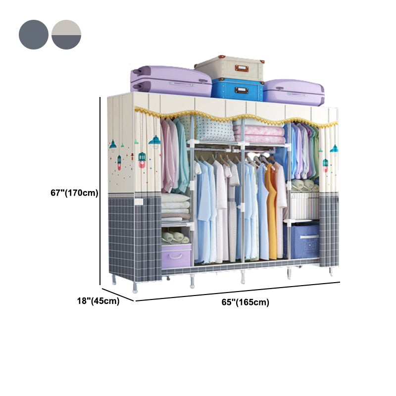 Modern Style Wardrobe Metal 1-Door Wardrobe Closet for Bedroom