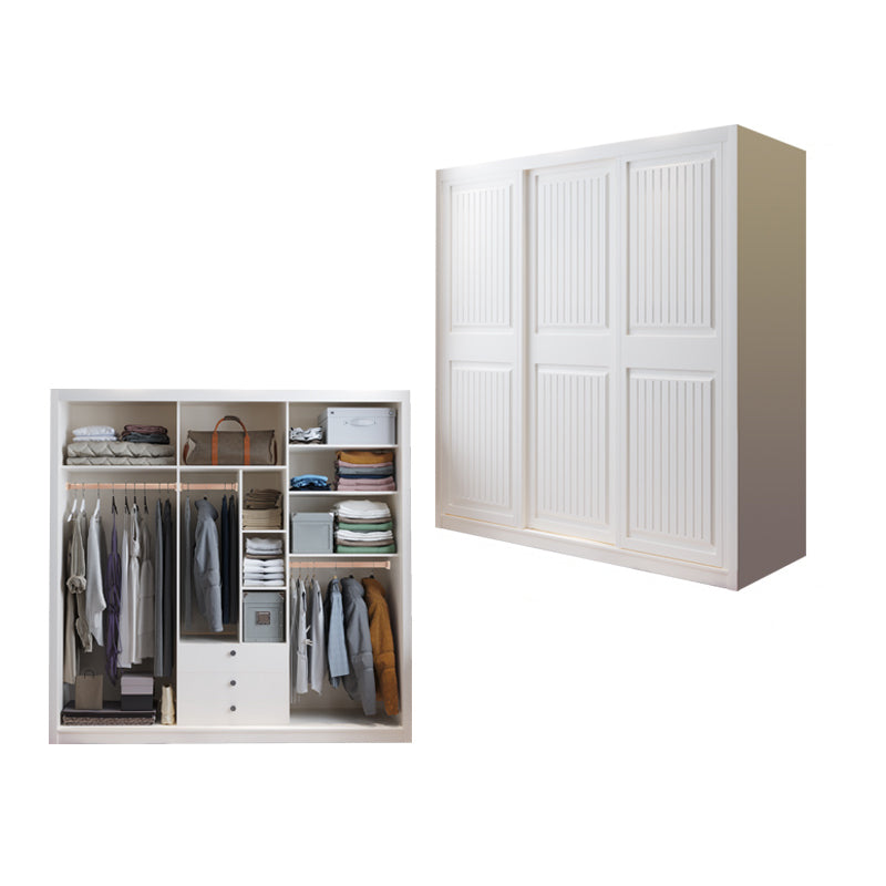 White Engineered Wood Wardrobe Cabinet Modern Wardrobe Armoire