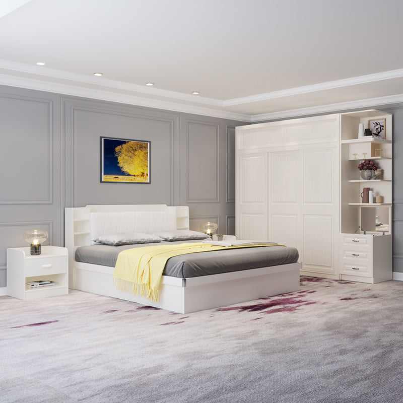 White Engineered Wood Wardrobe Cabinet Modern Wardrobe Armoire