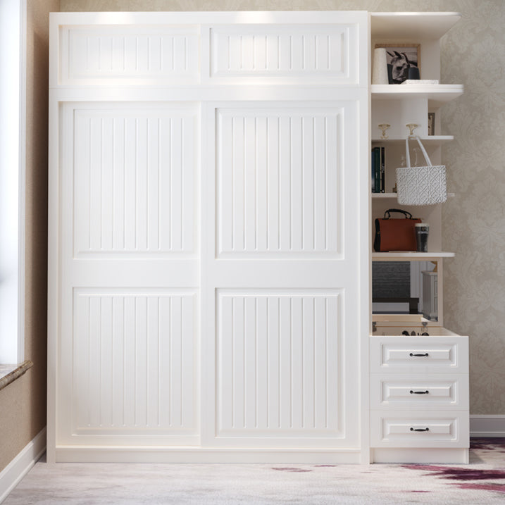 White Engineered Wood Wardrobe Cabinet Modern Wardrobe Armoire