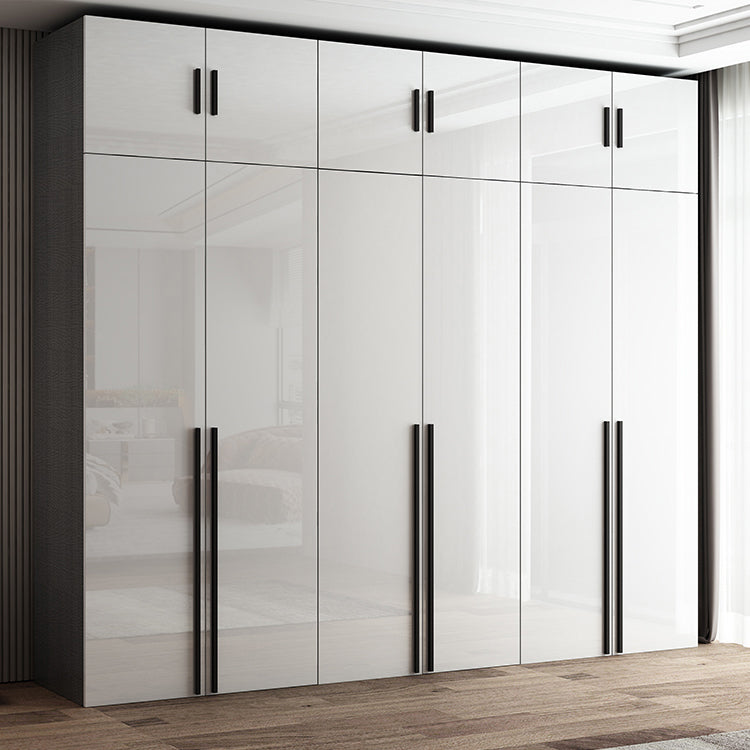 Modern Solid Wood Wardrobe for Home High Gloss White Cabinet