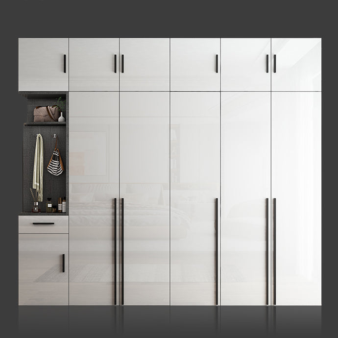 Modern Solid Wood Wardrobe for Home High Gloss White Cabinet