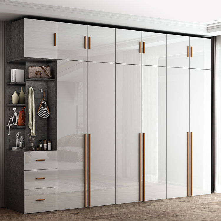 Modern Solid Wood Wardrobe for Home High Gloss White Cabinet