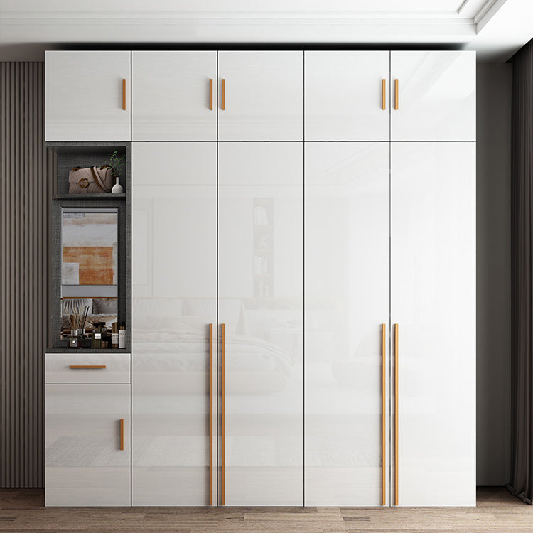 Modern Solid Wood Wardrobe for Home High Gloss White Cabinet