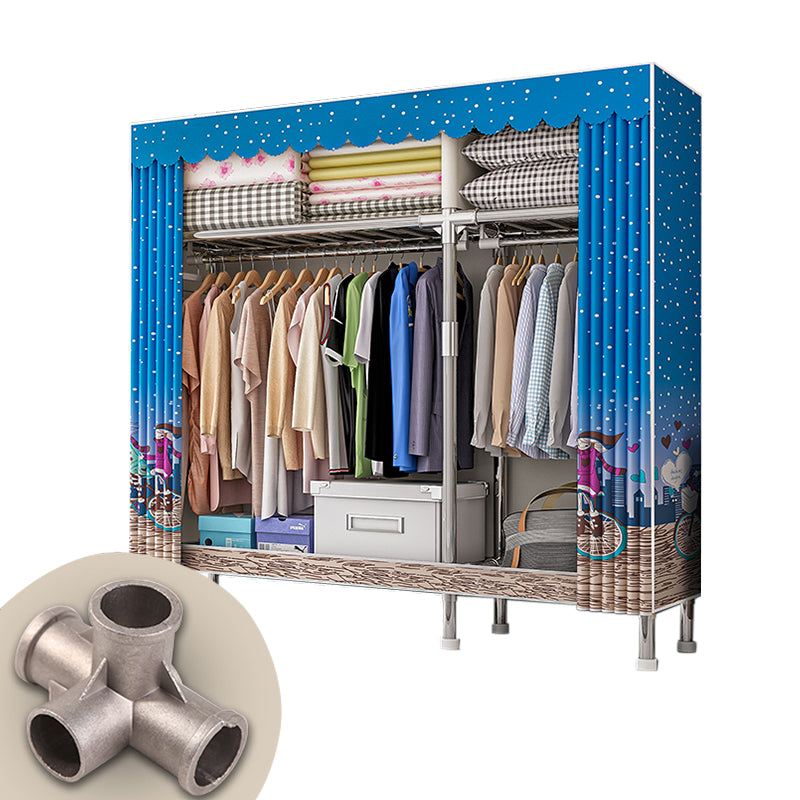 Contemporary Style Wardrobe Armoire Metal Frame Wardrobe Cabinet with Door