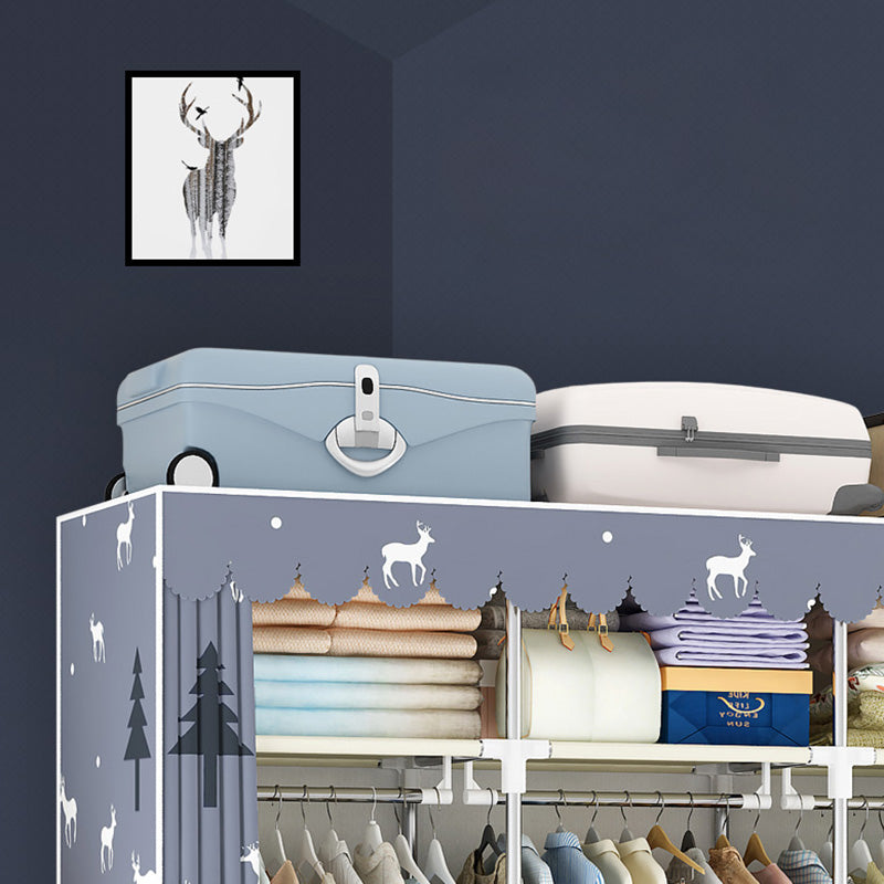 Steel Frame Wardrobe Cabinet Modern Style Wardrobe Armoire with Drawer