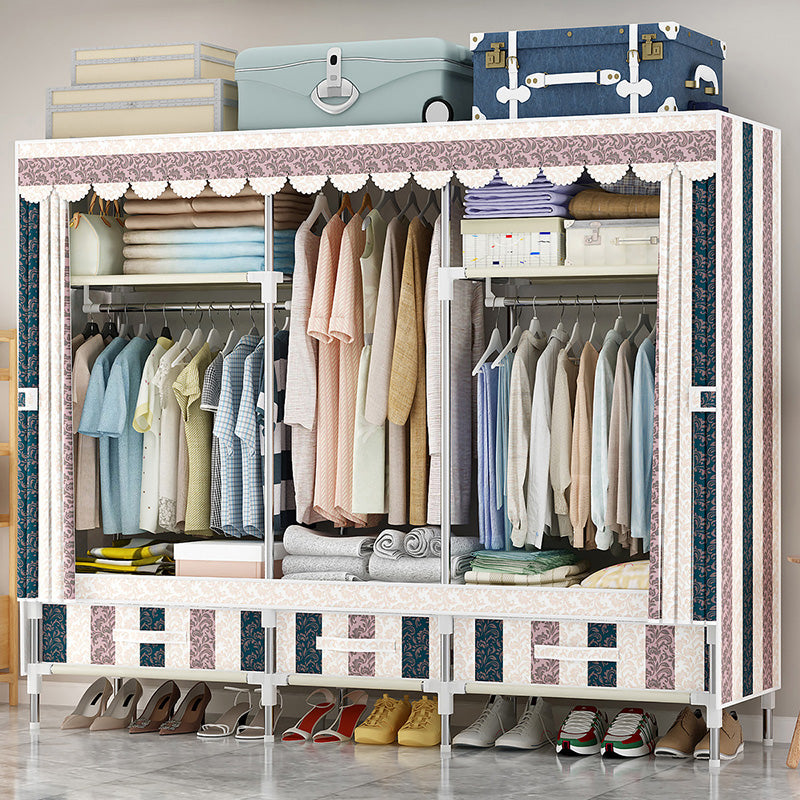 Steel Frame Wardrobe Cabinet Modern Style Wardrobe Armoire with Drawer