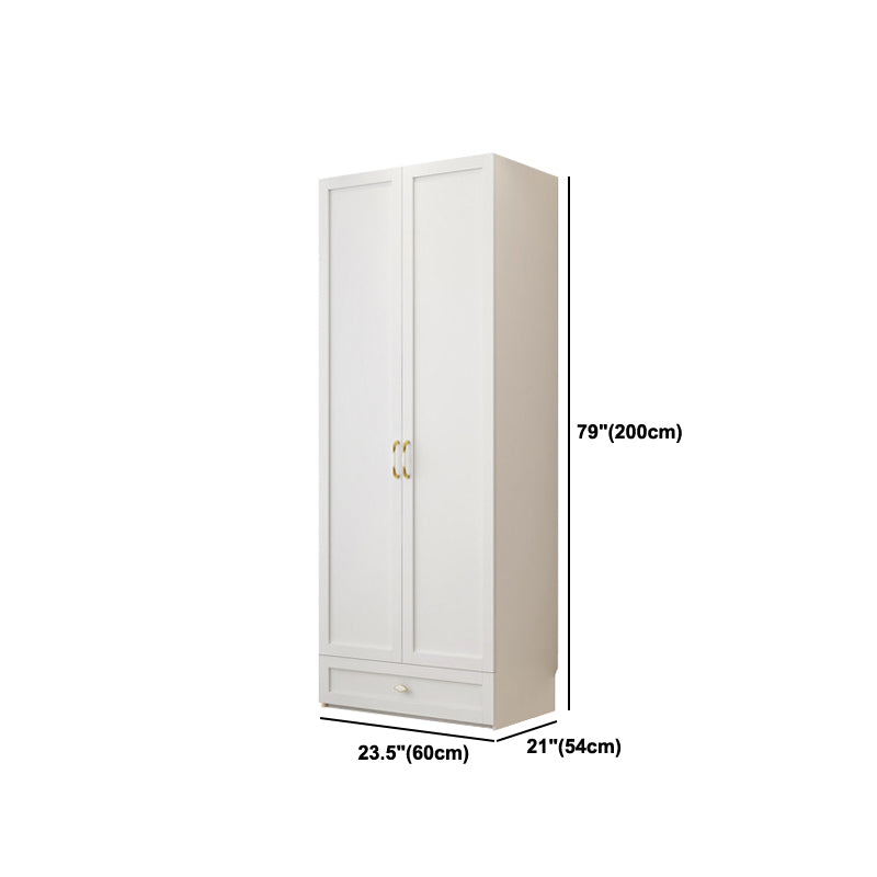 White Wardrobe Closet Engineered Wood Wardrobe Armoire with Drawer