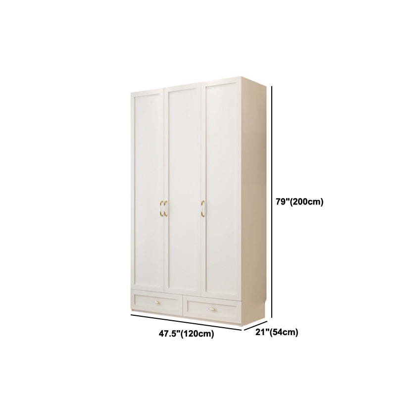 White Wardrobe Closet Engineered Wood Wardrobe Armoire with Drawer
