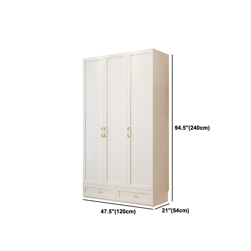 White Wardrobe Closet Engineered Wood Wardrobe Armoire with Drawer