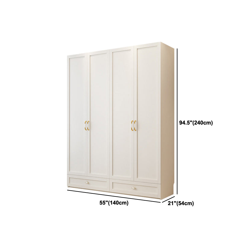 White Wardrobe Closet Engineered Wood Wardrobe Armoire with Drawer