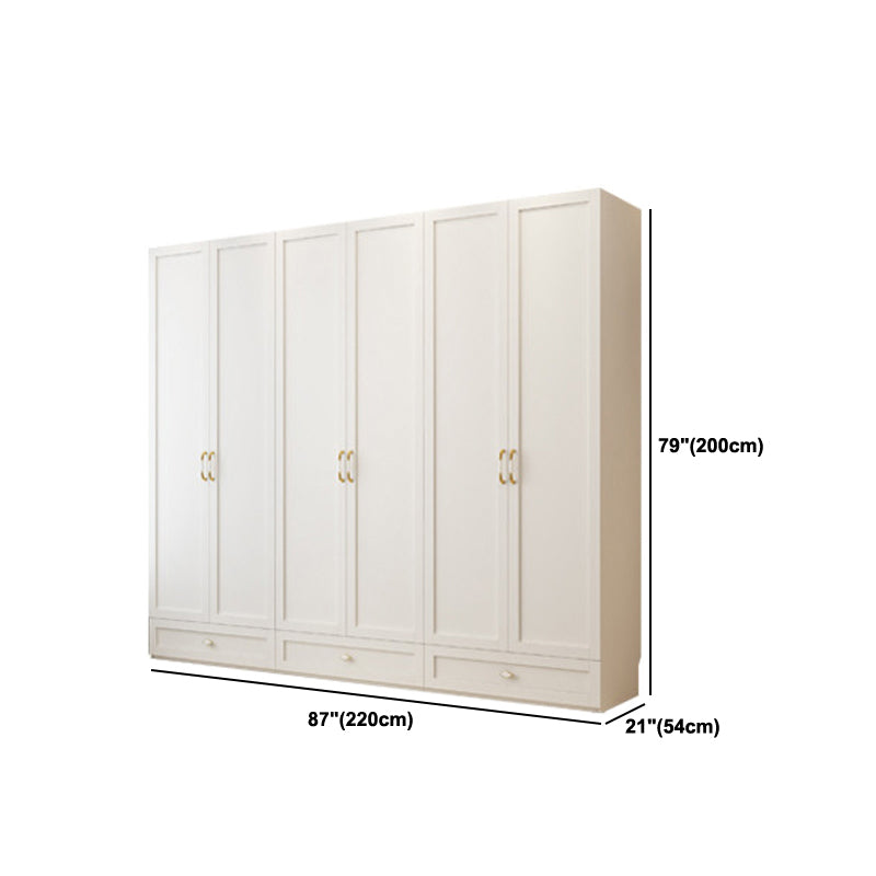 White Wardrobe Closet Engineered Wood Wardrobe Armoire with Drawer