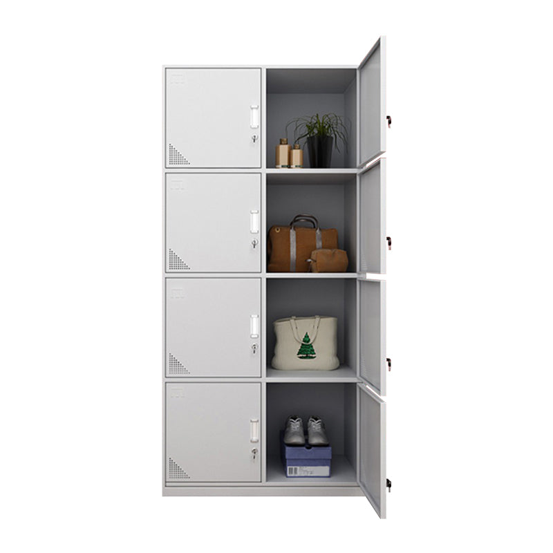 Metal Modern White Wardrobe for Home Matte Finish Cabinet with Hinged Door