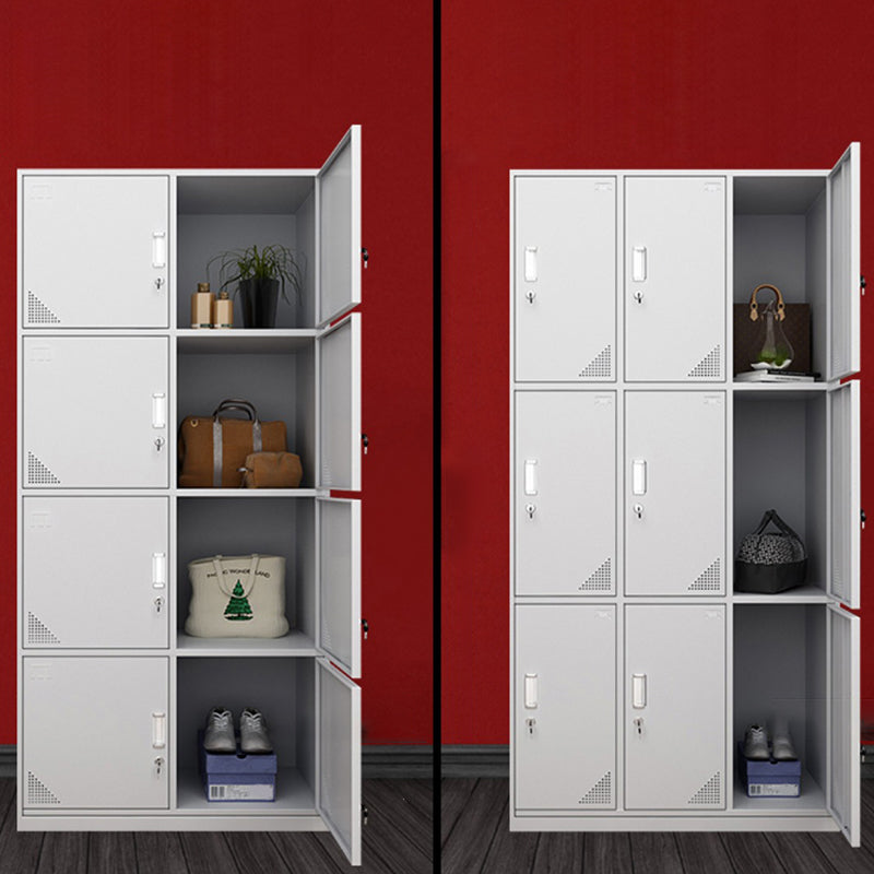 Metal Modern White Wardrobe for Home Matte Finish Cabinet with Hinged Door