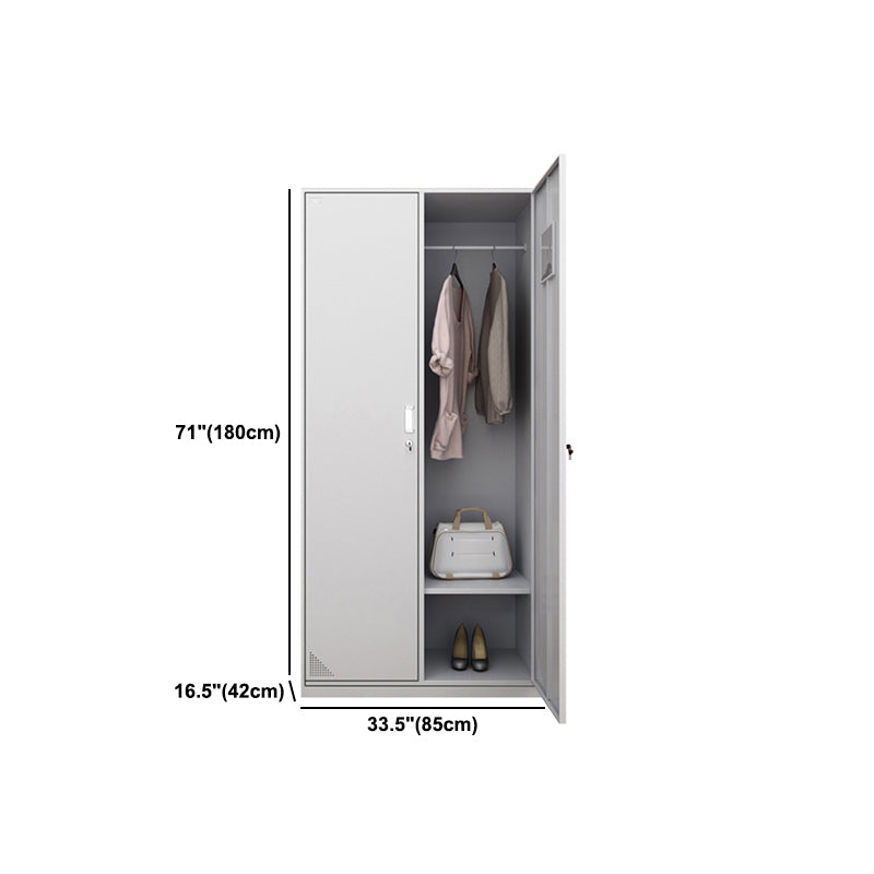 Metal Modern White Wardrobe for Home Matte Finish Cabinet with Hinged Door
