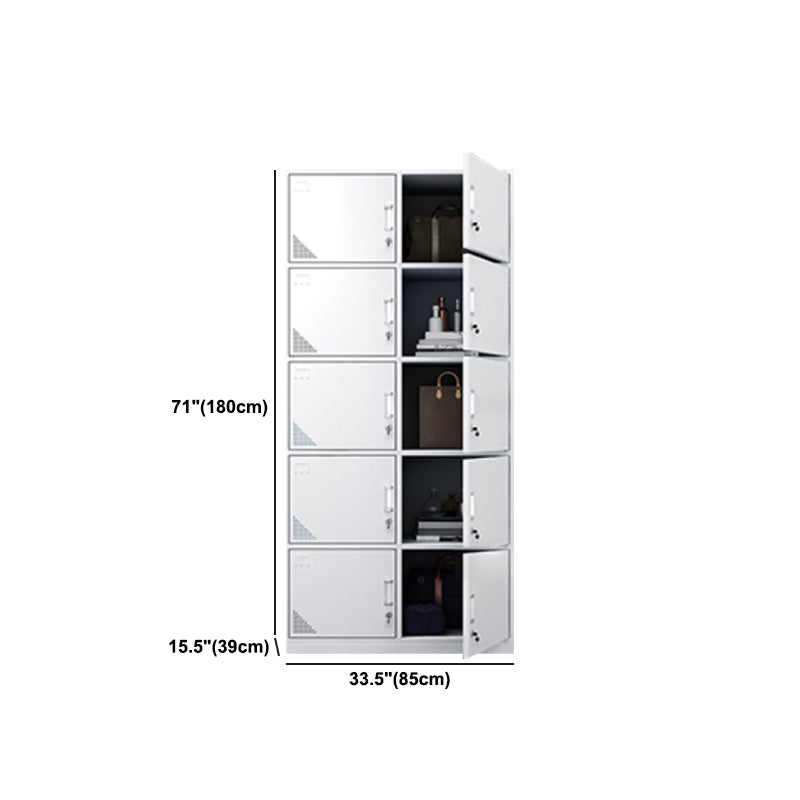 Metal Modern White Wardrobe for Home Matte Finish Cabinet with Hinged Door