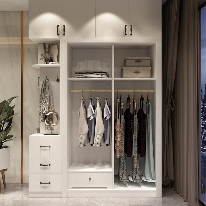 White Engineered Wood Wardrobe Closet Contemporary Wardrobe for Bedroom