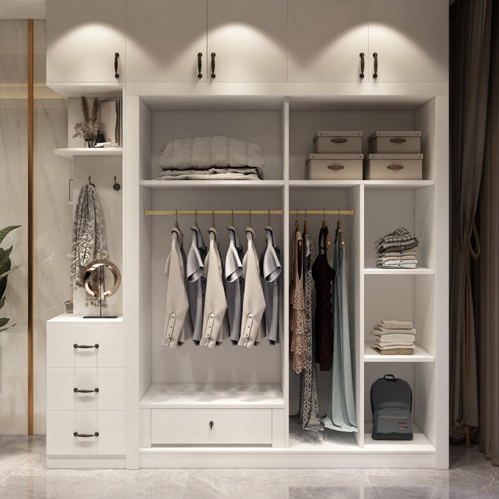 White Engineered Wood Wardrobe Closet Contemporary Wardrobe for Bedroom
