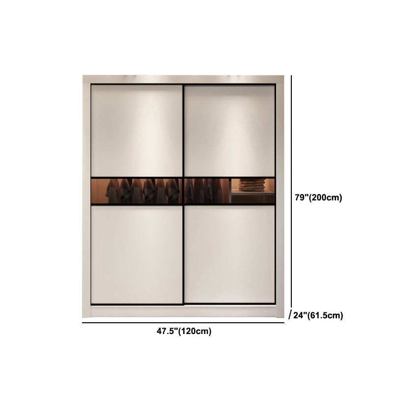 White Engineered Wood Wardrobe Closet Contemporary Wardrobe for Bedroom