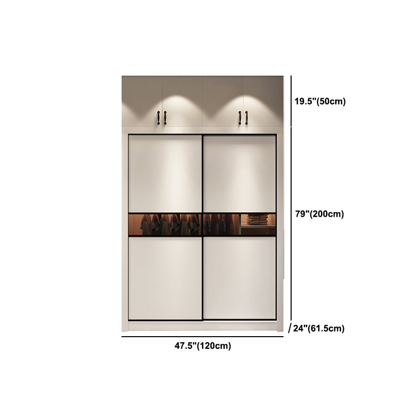 White Engineered Wood Wardrobe Closet Contemporary Wardrobe for Bedroom