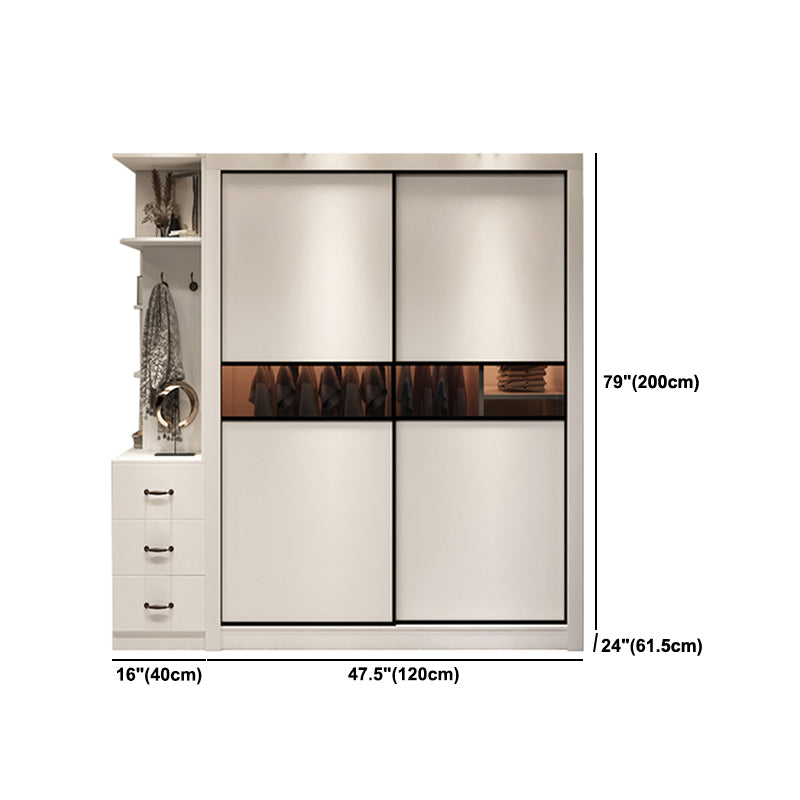White Engineered Wood Wardrobe Closet Contemporary Wardrobe for Bedroom