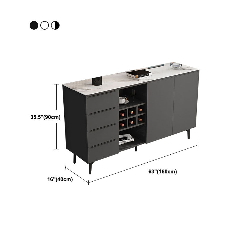Stone Top Sideboard Contemporary Sideboard with Door and Drawer for Dining Room