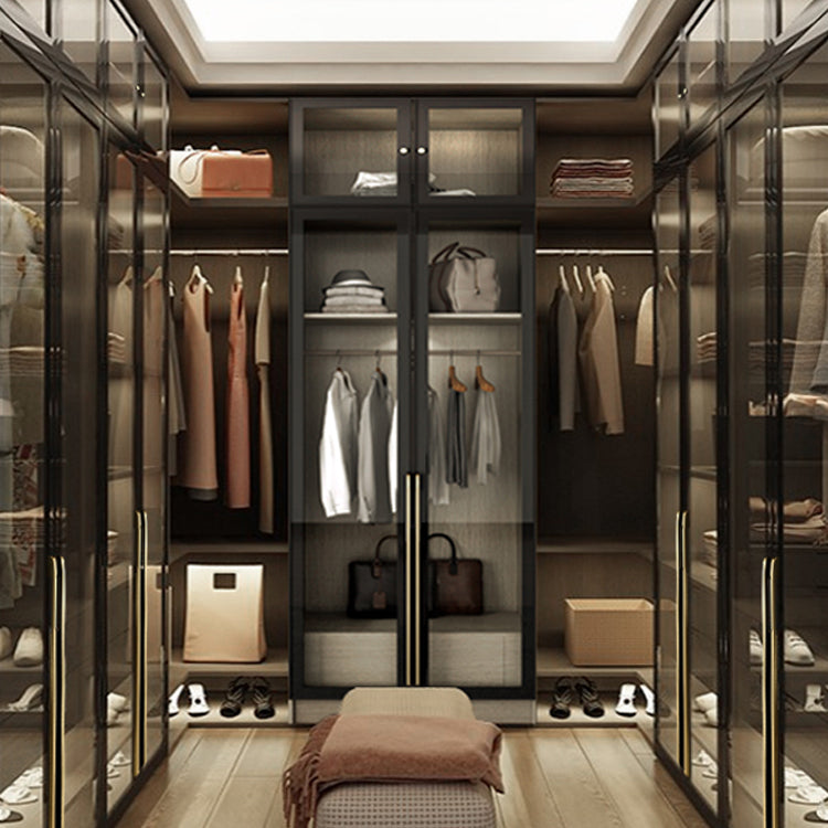 Contemporary Style Wardrobe Gray Colour Glass Wardrobe Closet