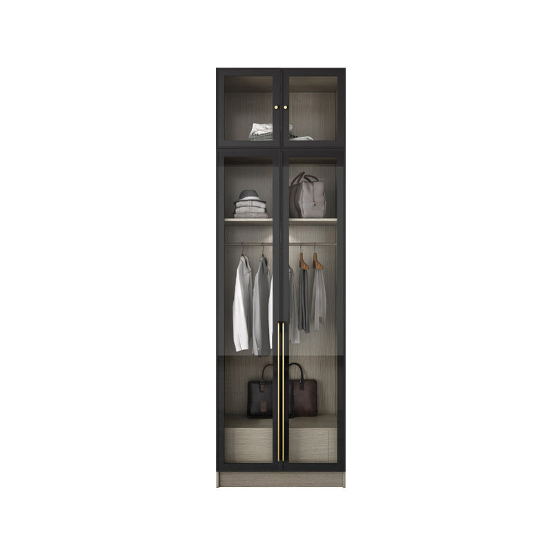 Contemporary Style Wardrobe Gray Colour Glass Wardrobe Closet