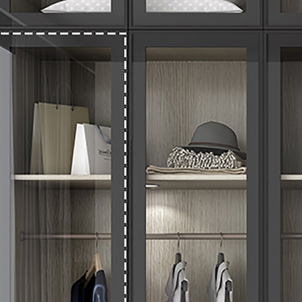 Contemporary Style Wardrobe Gray Colour Glass Wardrobe Closet