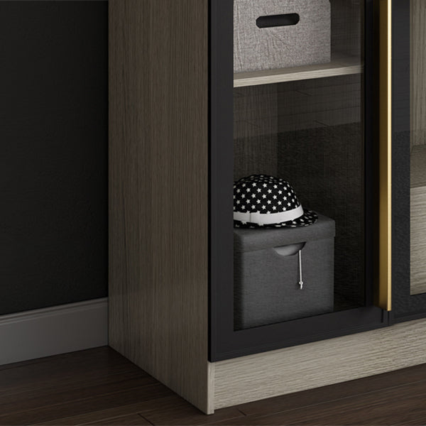 Contemporary Style Wardrobe Gray Colour Glass Wardrobe Closet