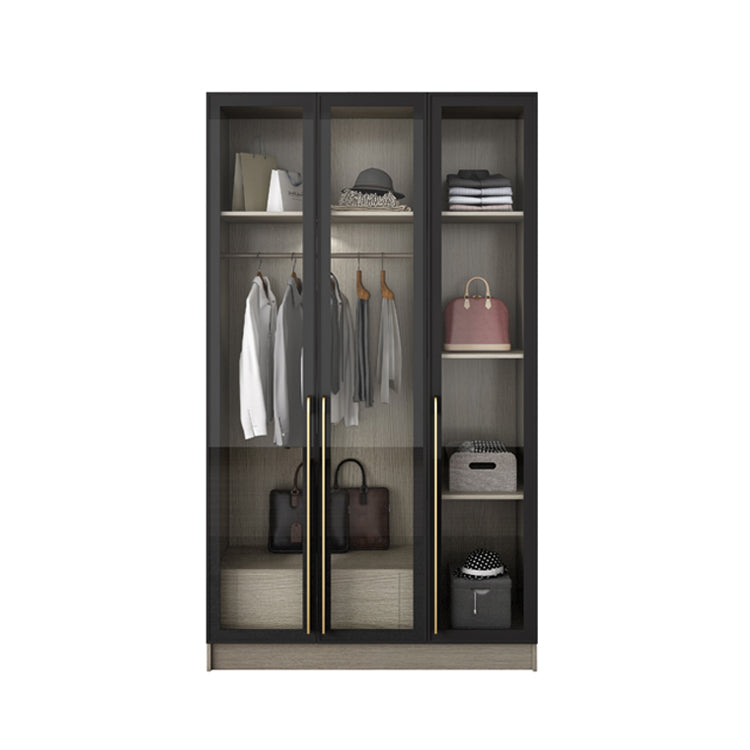 Contemporary Style Wardrobe Gray Colour Glass Wardrobe Closet