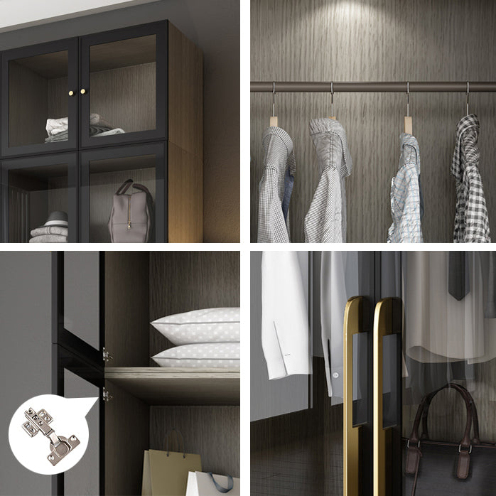 Contemporary Style Wardrobe Gray Colour Glass Wardrobe Closet