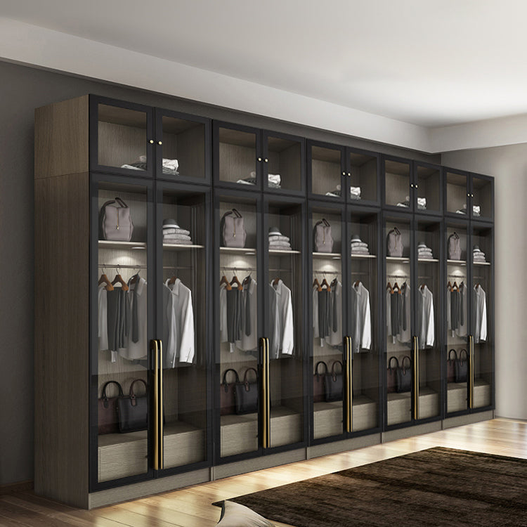 Contemporary Style Wardrobe Gray Colour Glass Wardrobe Closet