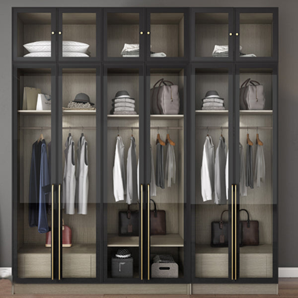 Contemporary Style Wardrobe Gray Colour Glass Wardrobe Closet