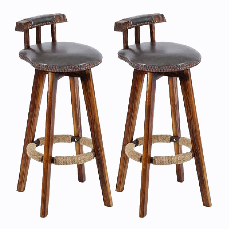 Scandinavian Wood Stool Faux Leather Counter Stool in Matte Finish