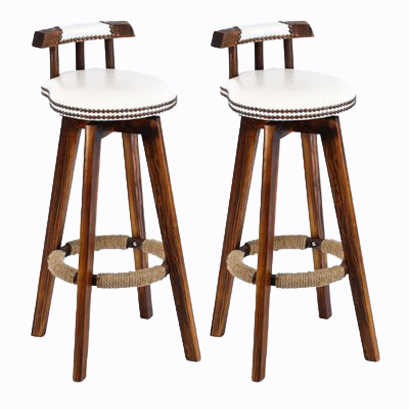 Scandinavian Wood Stool Faux Leather Counter Stool in Matte Finish