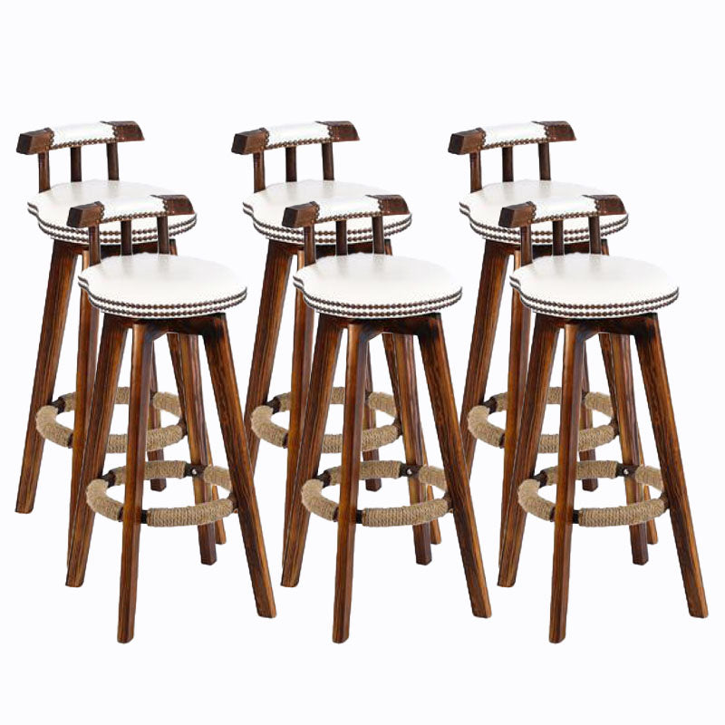 Scandinavian Wood Stool Faux Leather Counter Stool in Matte Finish