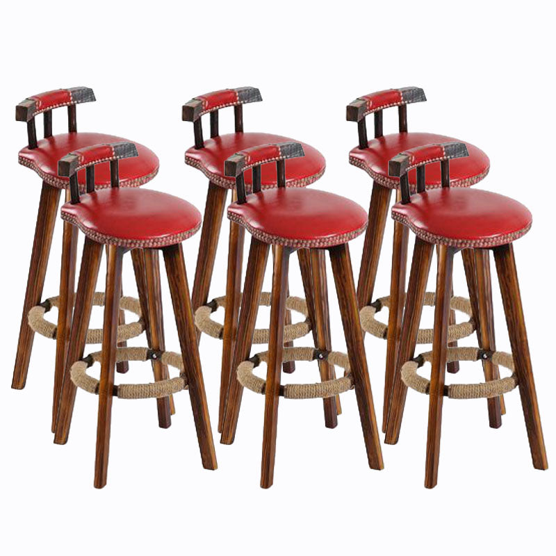 Scandinavian Wood Stool Faux Leather Counter Stool in Matte Finish