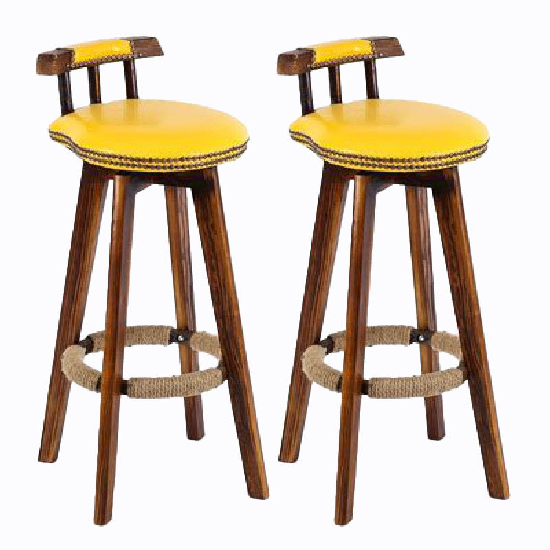 Scandinavian Wood Stool Faux Leather Counter Stool in Matte Finish