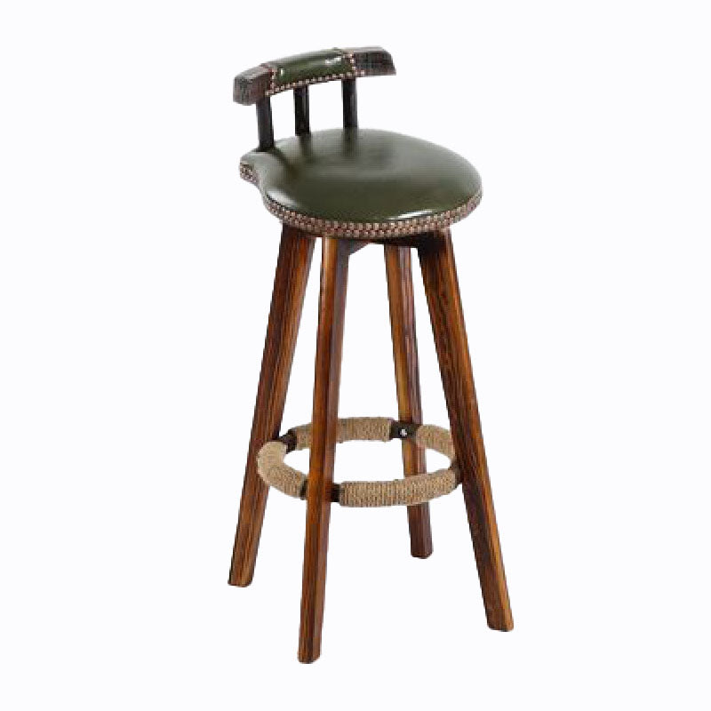 Scandinavian Wood Stool Faux Leather Counter Stool in Matte Finish